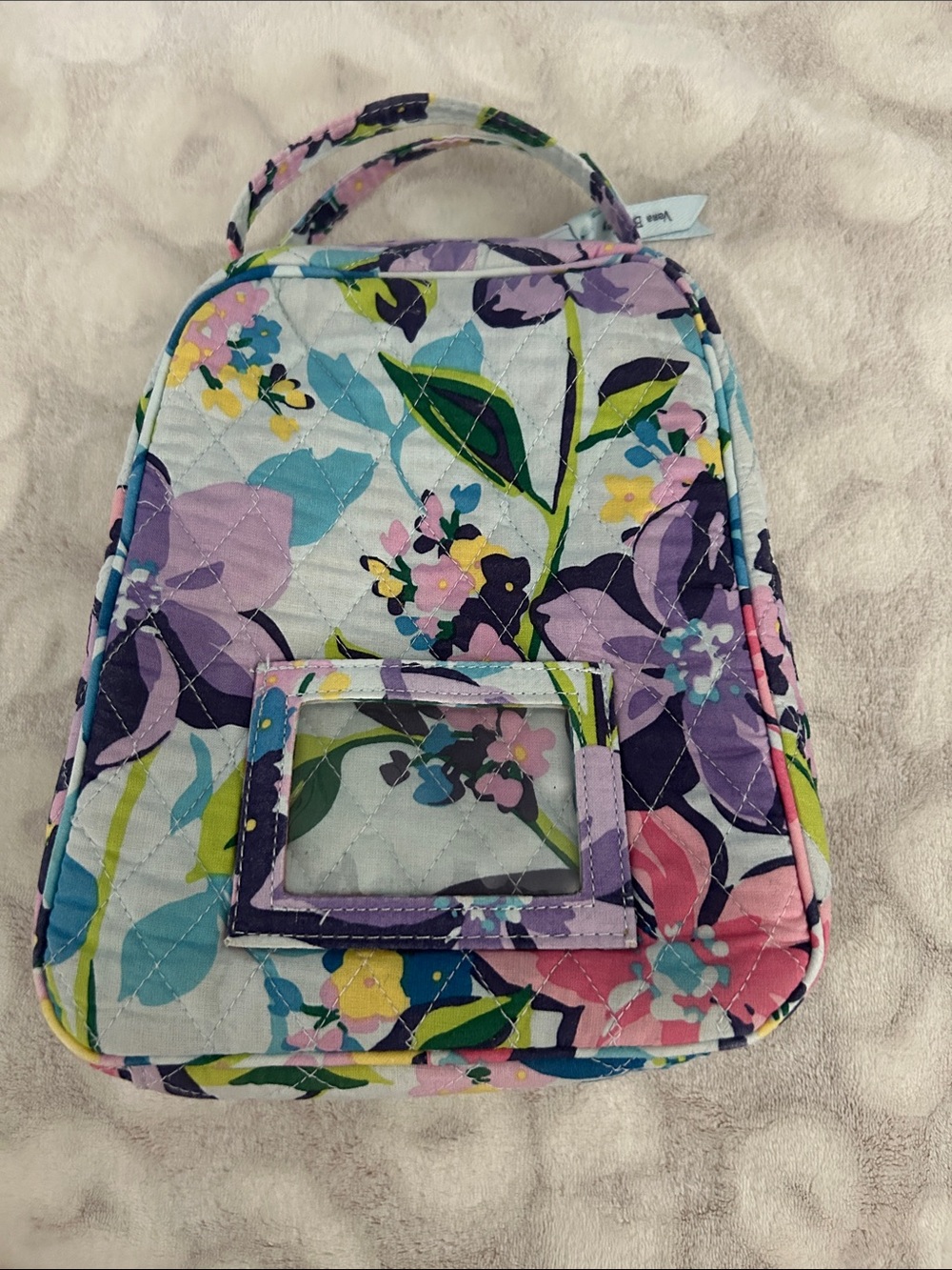 Vera Bradley Quilted Floral Lunch Tote in Purple, Pink, Blue & Green - Picture 2 of 9
